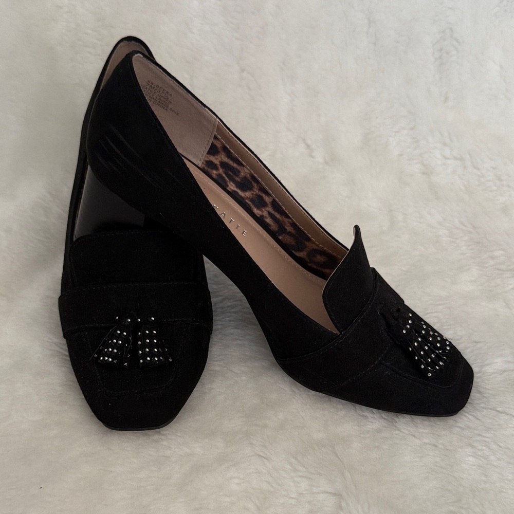 Kelly & Katie Black Suede Tassel Loafers